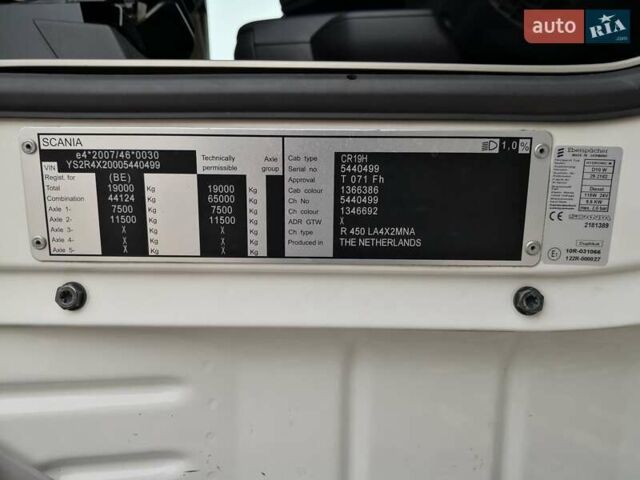 Белый Сканиа R 450, объемом двигателя 12.74 л и пробегом 829 тыс. км за 38338 $, фото 22 на Automoto.ua