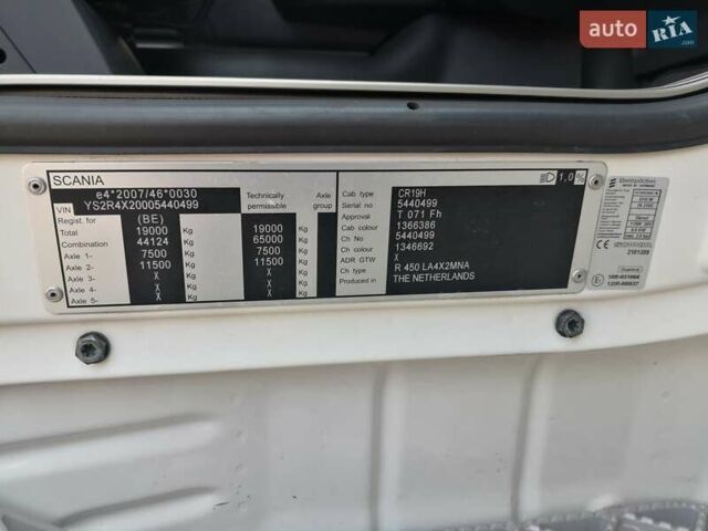 Белый Сканиа R 450, объемом двигателя 12.74 л и пробегом 829 тыс. км за 41177 $, фото 32 на Automoto.ua