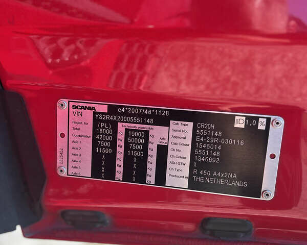 Красный Сканиа R 450, объемом двигателя 0 л и пробегом 717 тыс. км за 49700 $, фото 5 на Automoto.ua