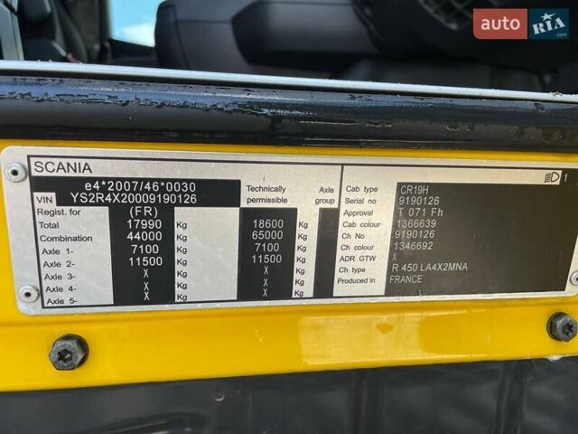 Желтый Сканиа R 450, объемом двигателя 12.74 л и пробегом 861 тыс. км за 33000 $, фото 22 на Automoto.ua