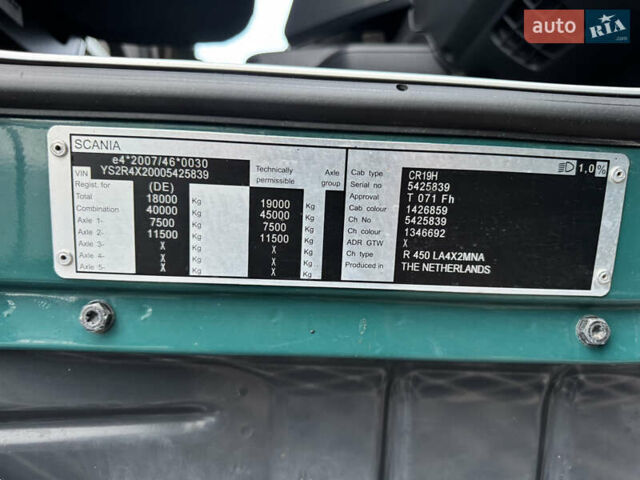 Зелений Сканіа R 450, об'ємом двигуна 12.7 л та пробігом 761 тис. км за 35000 $, фото 13 на Automoto.ua