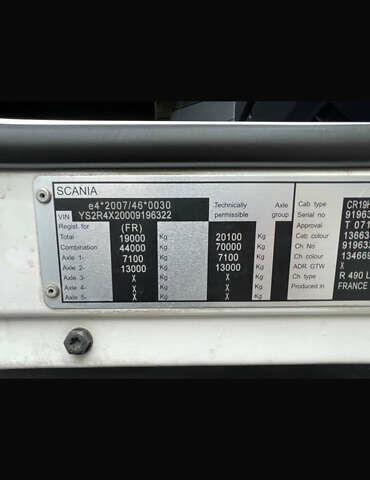 Белый Сканиа R 490, объемом двигателя 12.74 л и пробегом 812 тыс. км за 27700 $, фото 42 на Automoto.ua
