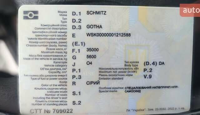 Серый Шмитц Каргобулл Gotha, объемом двигателя 0 л и пробегом 124 тыс. км за 15400 $, фото 25 на Automoto.ua
