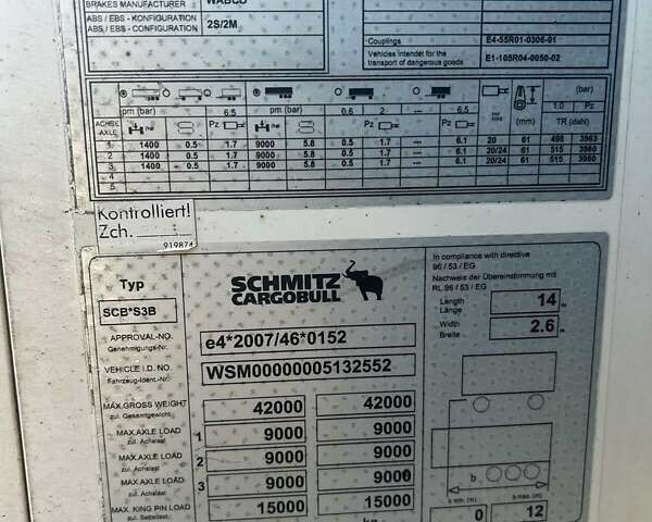 Белый Шмитц Каргобулл SCB S3T, объемом двигателя 0 л и пробегом 100 тыс. км за 29500 $, фото 10 на Automoto.ua