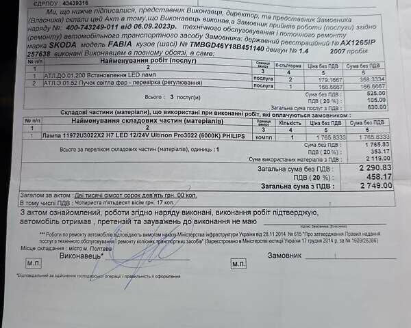 Серый Шкода Фабия, объемом двигателя 1.4 л и пробегом 280 тыс. км за 4300 $, фото 12 на Automoto.ua