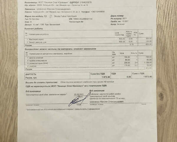 Зелений Шкода Фабія, об'ємом двигуна 1.4 л та пробігом 186 тис. км за 5500 $, фото 38 на Automoto.ua