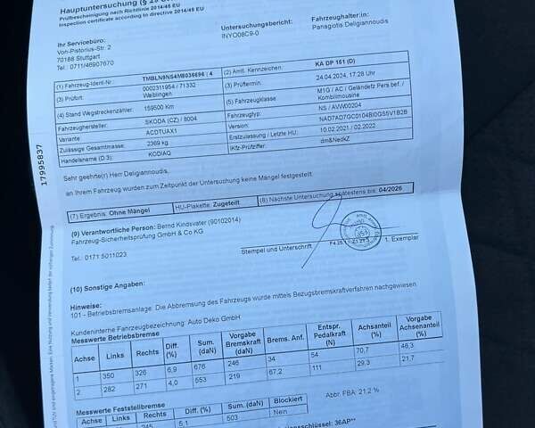 Черный Шкода Kodiaq, объемом двигателя 2 л и пробегом 190 тыс. км за 33999 $, фото 80 на Automoto.ua