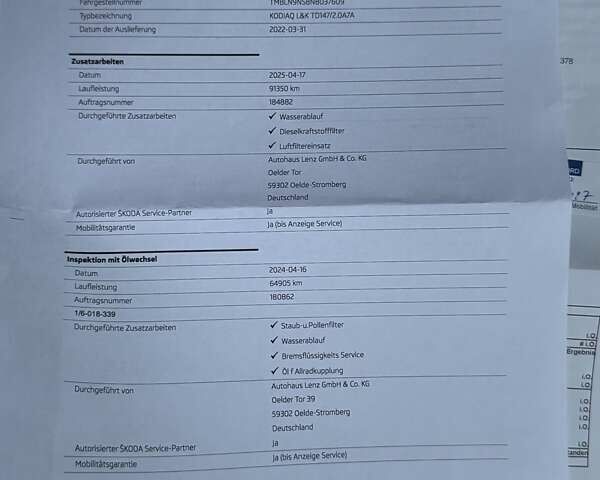 Синий Шкода Kodiaq, объемом двигателя 1.97 л и пробегом 104 тыс. км за 39999 $, фото 78 на Automoto.ua