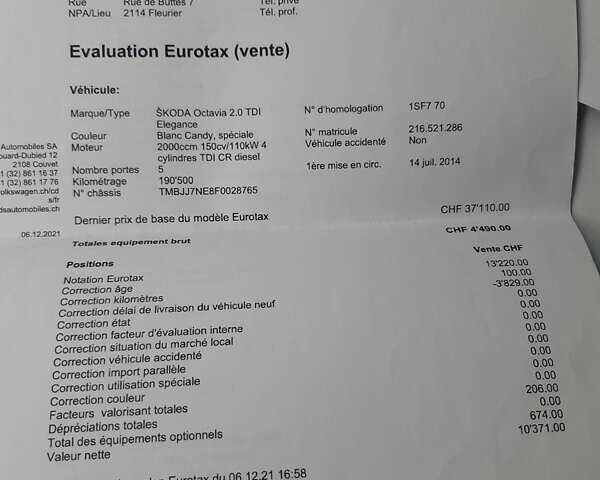 Белый Шкода Октавия, объемом двигателя 2 л и пробегом 198 тыс. км за 14800 $, фото 63 на Automoto.ua