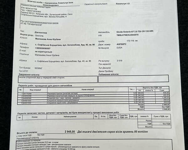 Білий Шкода Октавія, об'ємом двигуна 1.97 л та пробігом 181 тис. км за 20499 $, фото 65 на Automoto.ua