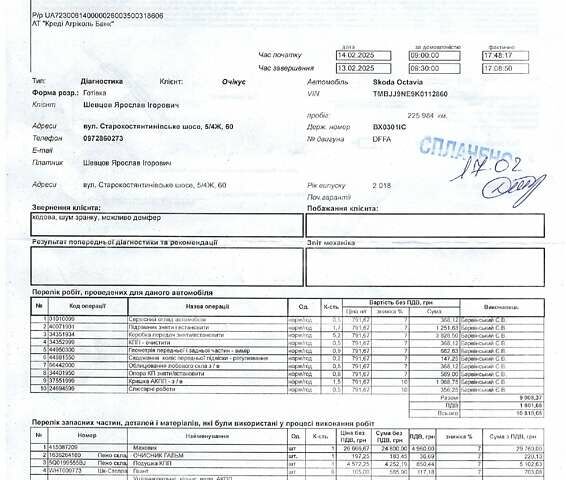 Черный Шкода Октавия, объемом двигателя 1.97 л и пробегом 232 тыс. км за 16800 $, фото 17 на Automoto.ua