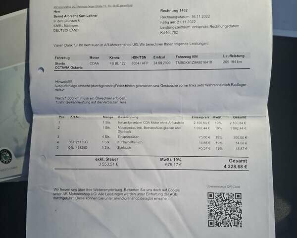 Серый Шкода Октавия, объемом двигателя 1.8 л и пробегом 232 тыс. км за 7300 $, фото 19 на Automoto.ua
