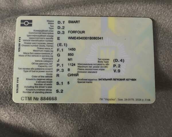 Синій Смарт Forfour, об'ємом двигуна 1.12 л та пробігом 200 тис. км за 3700 $, фото 8 на Automoto.ua