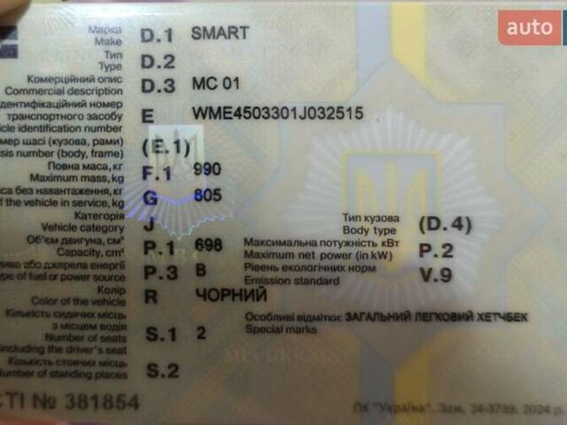 Черный Смарт Форту, объемом двигателя 0.7 л и пробегом 164 тыс. км за 2300 $, фото 2 на Automoto.ua