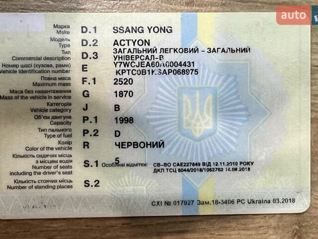 Cанг Йонг Актион, объемом двигателя 2 л и пробегом 166 тыс. км за 7750 $, фото 19 на Automoto.ua