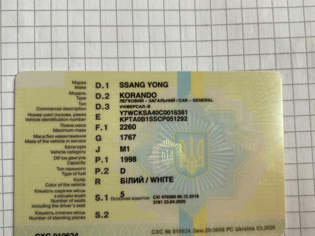 Белый Cанг Йонг Корандо, объемом двигателя 2 л и пробегом 229 тыс. км за 7400 $, фото 7 на Automoto.ua