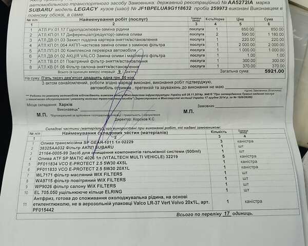 Сірий Субару Аутбек, об'ємом двигуна 3 л та пробігом 266 тис. км за 7500 $, фото 13 на Automoto.ua