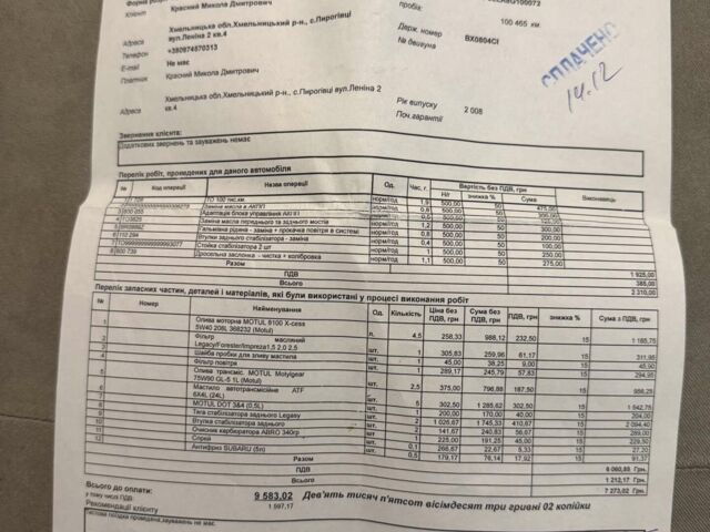 Сірий Субару Аутбек, об'ємом двигуна 2.46 л та пробігом 171 тис. км за 8000 $, фото 15 на Automoto.ua