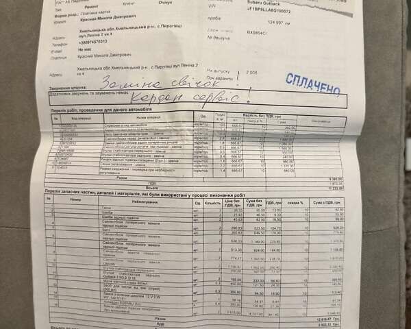 Серый Субару Аутбек, объемом двигателя 2.46 л и пробегом 171 тыс. км за 8700 $, фото 25 на Automoto.ua