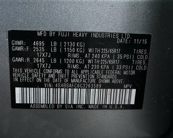 Серый Субару Аутбек, объемом двигателя 2.5 л и пробегом 103 тыс. км за 15300 $, фото 23 на Automoto.ua