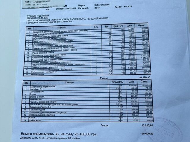 Серый Субару Аутбек, объемом двигателя 2.5 л и пробегом 127 тыс. км за 17900 $, фото 14 на Automoto.ua
