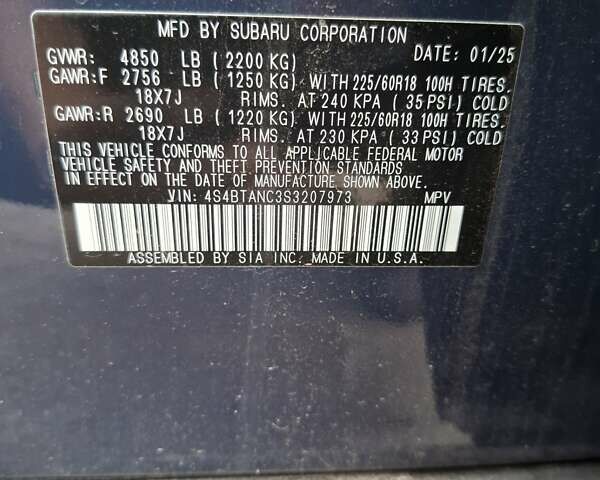 Синий Субару Аутбек, объемом двигателя 2.5 л и пробегом 2 тыс. км за 28800 $, фото 24 на Automoto.ua