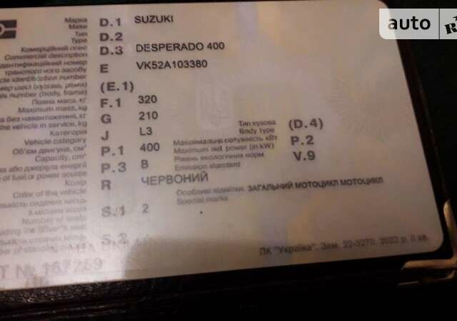 Червоний Сузукі Desperado 400, об'ємом двигуна 0.4 л та пробігом 24 тис. км за 3100 $, фото 7 на Automoto.ua