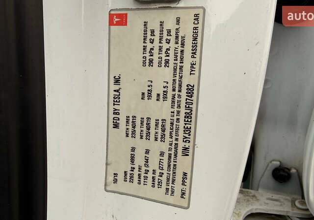 Білий Тесла Модель 3, об'ємом двигуна 0 л та пробігом 100 тис. км за 16500 $, фото 15 на Automoto.ua