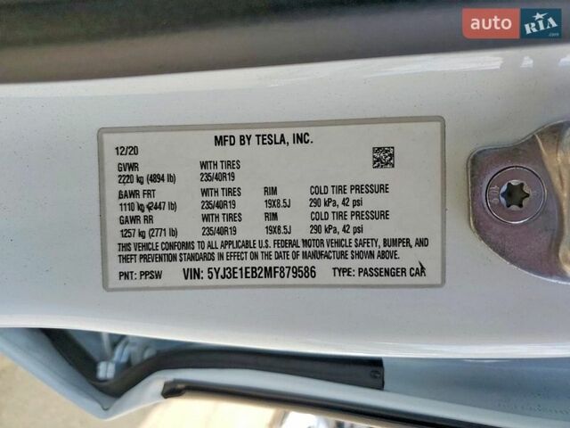 Белый Тесла Модель 3, объемом двигателя 0 л и пробегом 78 тыс. км за 6500 $, фото 12 на Automoto.ua