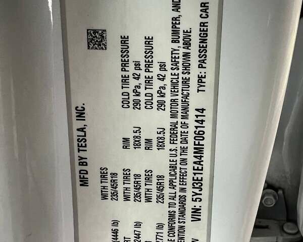 Білий Тесла Модель 3, об'ємом двигуна 0 л та пробігом 154 тис. км за 13999 $, фото 51 на Automoto.ua