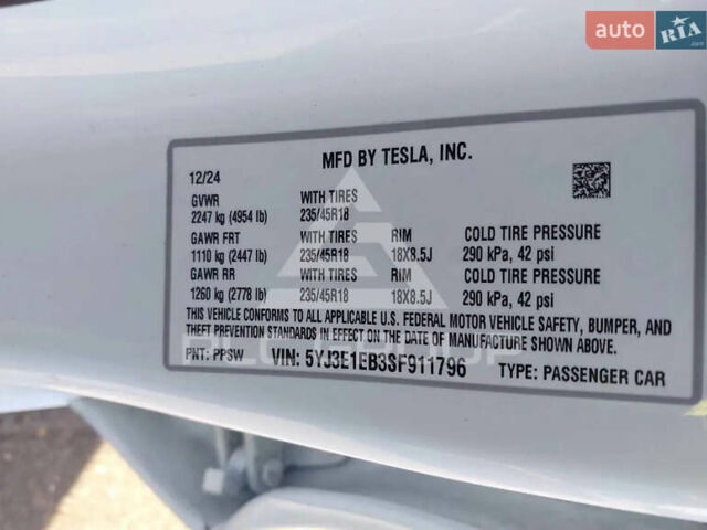 Білий Тесла Модель 3, об'ємом двигуна 0 л та пробігом 3 тис. км за 29900 $, фото 26 на Automoto.ua