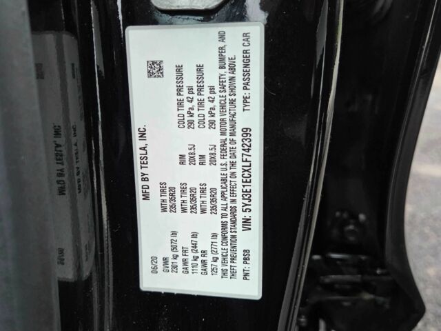 Чорний Тесла Модель 3, об'ємом двигуна 0 л та пробігом 91 тис. км за 20900 $, фото 9 на Automoto.ua