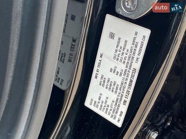 Тесла Модель 3 2022 у Києві на Automoto.ua Чорний Тесла Модель 3, об'ємом двигуна 0 л та пробігом 44 тис. км за 25500 $, фото 24 на Automoto.ua