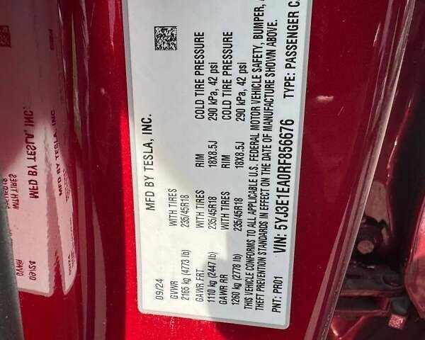Красный Тесла Модель 3, объемом двигателя 0 л и пробегом 2 тыс. км за 19100 $, фото 17 на Automoto.ua