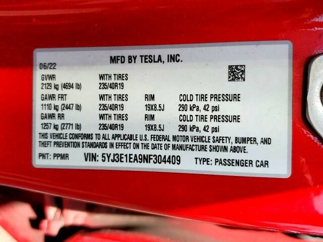 Тесла Модель 3, объемом двигателя 0.2 л и пробегом 174 тыс. км за 16500 $, фото 10 на Automoto.ua