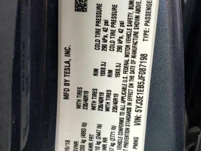 Сірий Тесла Модель 3, об'ємом двигуна 0 л та пробігом 285 тис. км за 14000 $, фото 13 на Automoto.ua