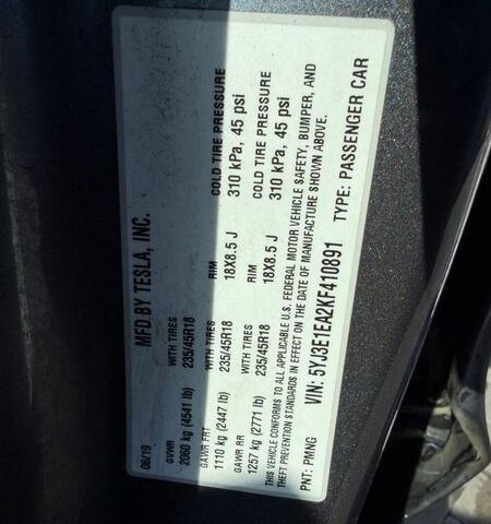 Серый Тесла Модель 3, объемом двигателя 0 л и пробегом 221 тыс. км за 11400 $, фото 17 на Automoto.ua
