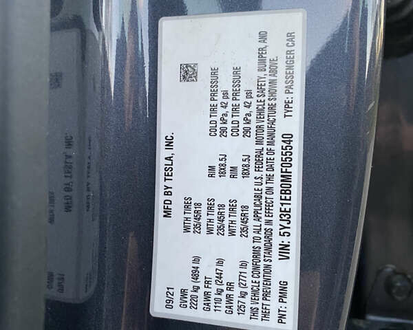 Сірий Тесла Модель 3, об'ємом двигуна 0 л та пробігом 98 тис. км за 19500 $, фото 22 на Automoto.ua