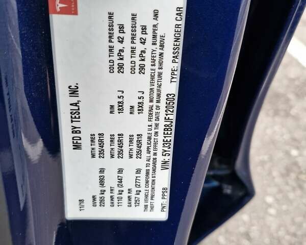 Синий Тесла Модель 3, объемом двигателя 0 л и пробегом 71 тыс. км за 17555 $, фото 11 на Automoto.ua