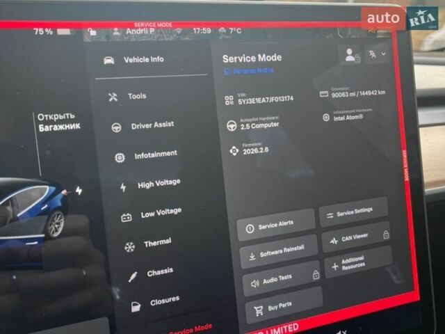 Синий Тесла Модель 3, объемом двигателя 0 л и пробегом 145 тыс. км за 15500 $, фото 12 на Automoto.ua