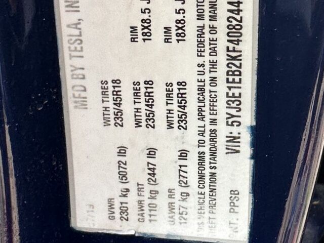 Синій Тесла Модель 3, об'ємом двигуна 0 л та пробігом 76 тис. км за 24000 $, фото 19 на Automoto.ua