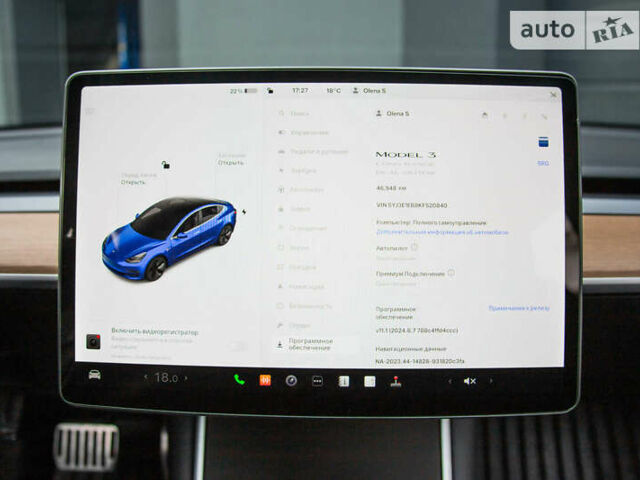 Синий Тесла Модель 3, объемом двигателя 0 л и пробегом 47 тыс. км за 25499 $, фото 15 на Automoto.ua