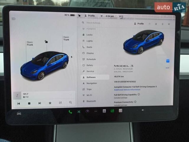 Синий Тесла Модель 3, объемом двигателя 0 л и пробегом 53 тыс. км за 20500 $, фото 14 на Automoto.ua