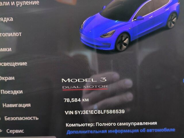 Синий Тесла Модель 3, объемом двигателя 0 л и пробегом 78 тыс. км за 21700 $, фото 4 на Automoto.ua