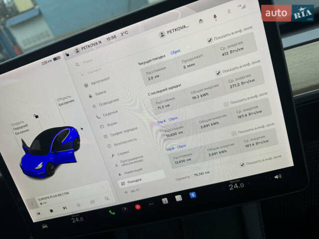 Синій Тесла Модель 3, об'ємом двигуна 0 л та пробігом 75 тис. км за 19900 $, фото 26 на Automoto.ua