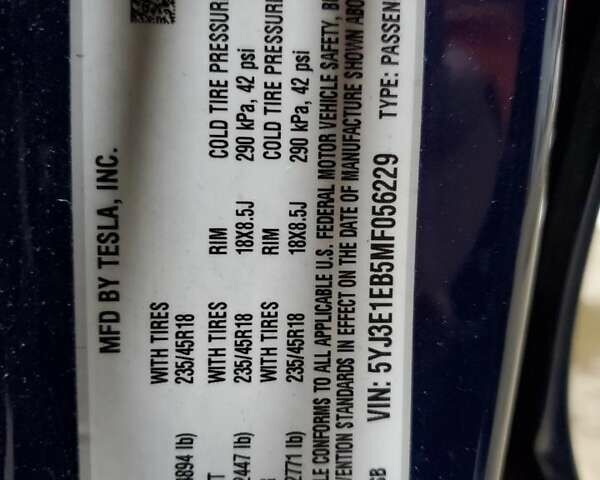 Синий Тесла Модель 3, объемом двигателя 0 л и пробегом 60 тыс. км за 15000 $, фото 10 на Automoto.ua