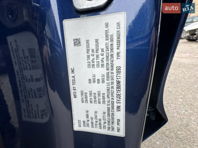 Тесла Модель 3 2022 у Києві на Automoto.ua Синій Тесла Модель 3, об'ємом двигуна 0 л та пробігом 70 тис. км за 21500 $, фото 18 на Automoto.ua
