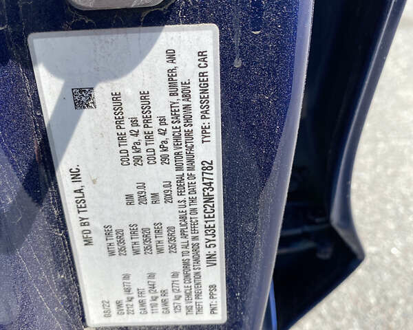 Синий Тесла Модель 3, объемом двигателя 0 л и пробегом 60 тыс. км за 25150 $, фото 10 на Automoto.ua