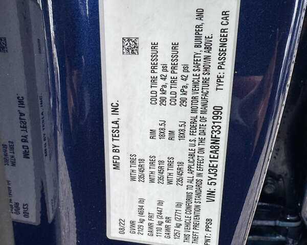 Синий Тесла Модель 3, объемом двигателя 0 л и пробегом 53 тыс. км за 19500 $, фото 40 на Automoto.ua