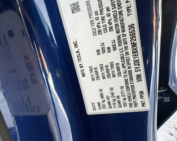 Синій Тесла Модель 3, об'ємом двигуна 0 л та пробігом 82 тис. км за 22900 $, фото 12 на Automoto.ua